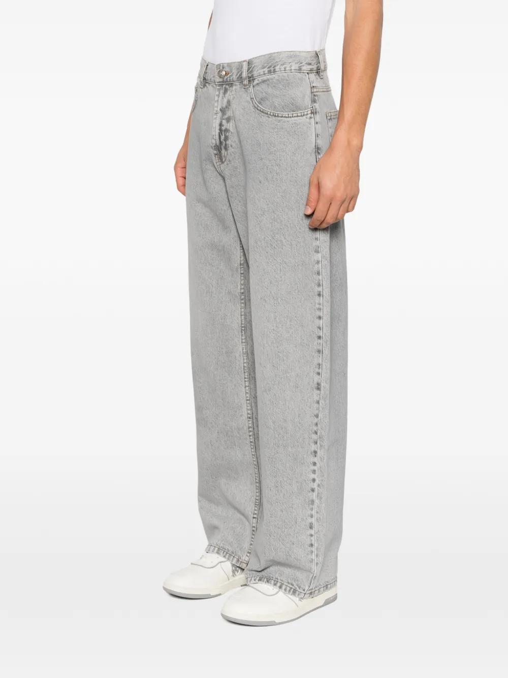 Palm Angels logo-print wide-leg jeans Grijs