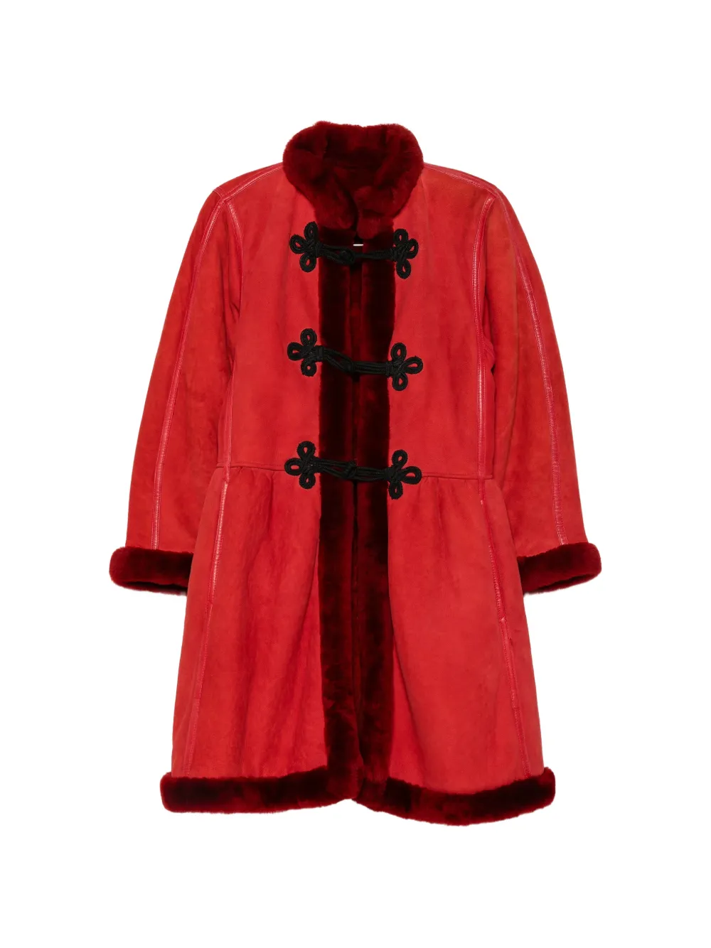 A.N.G.E.L.O. Vintage Cult 1980s shearling frog-fastening coat - Rot