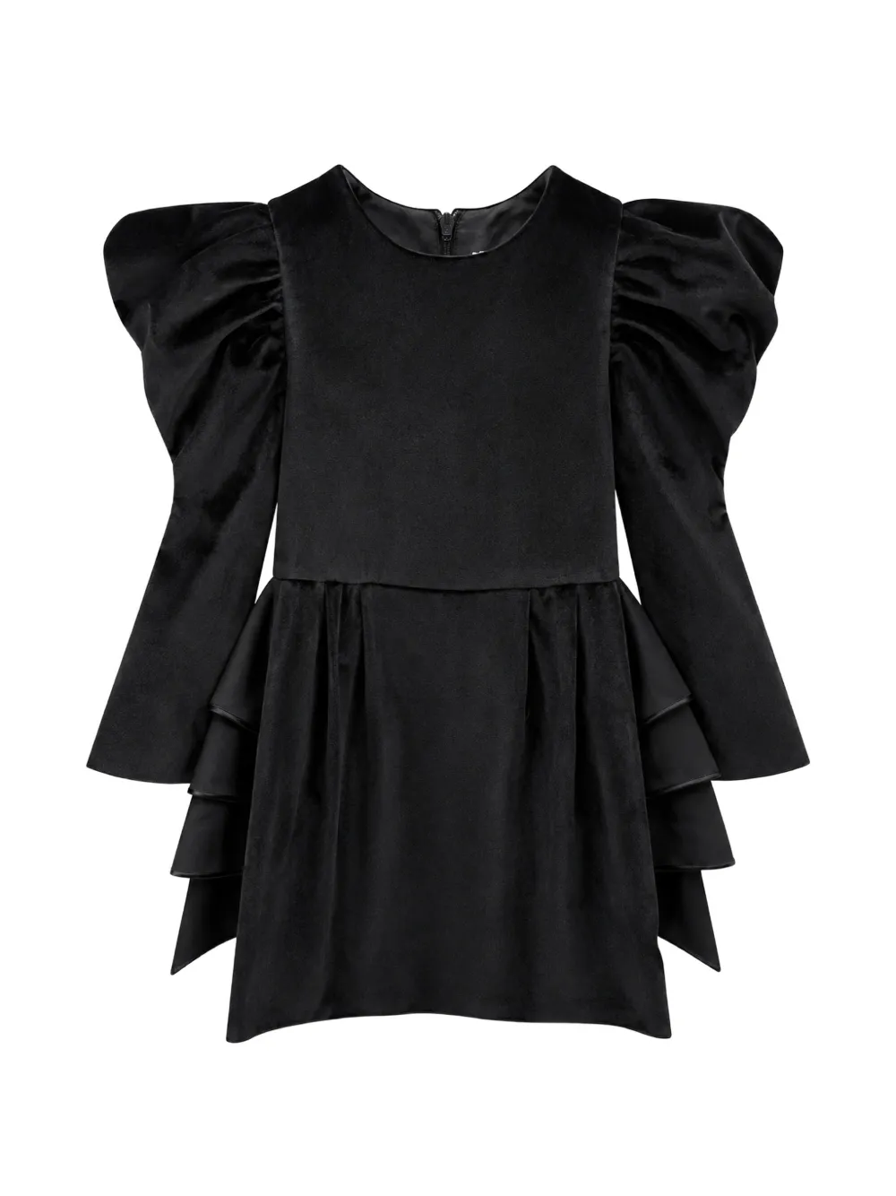 Elisabetta Franchi La Mia Bambina ruffled puffed-sleeve mini dress - Nero