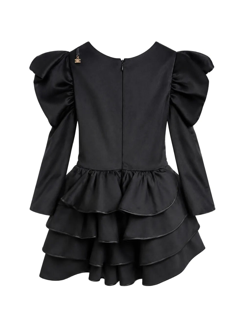 Elisabetta Franchi La Mia Bambina Mini-jurk met pofmouwen en ruches Zwart