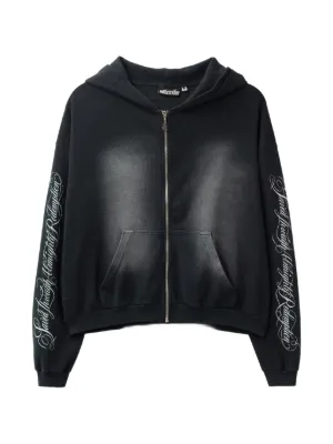 MURD333R.FM Chop333r rhinestone-embellished zip-up Hoodie | Black