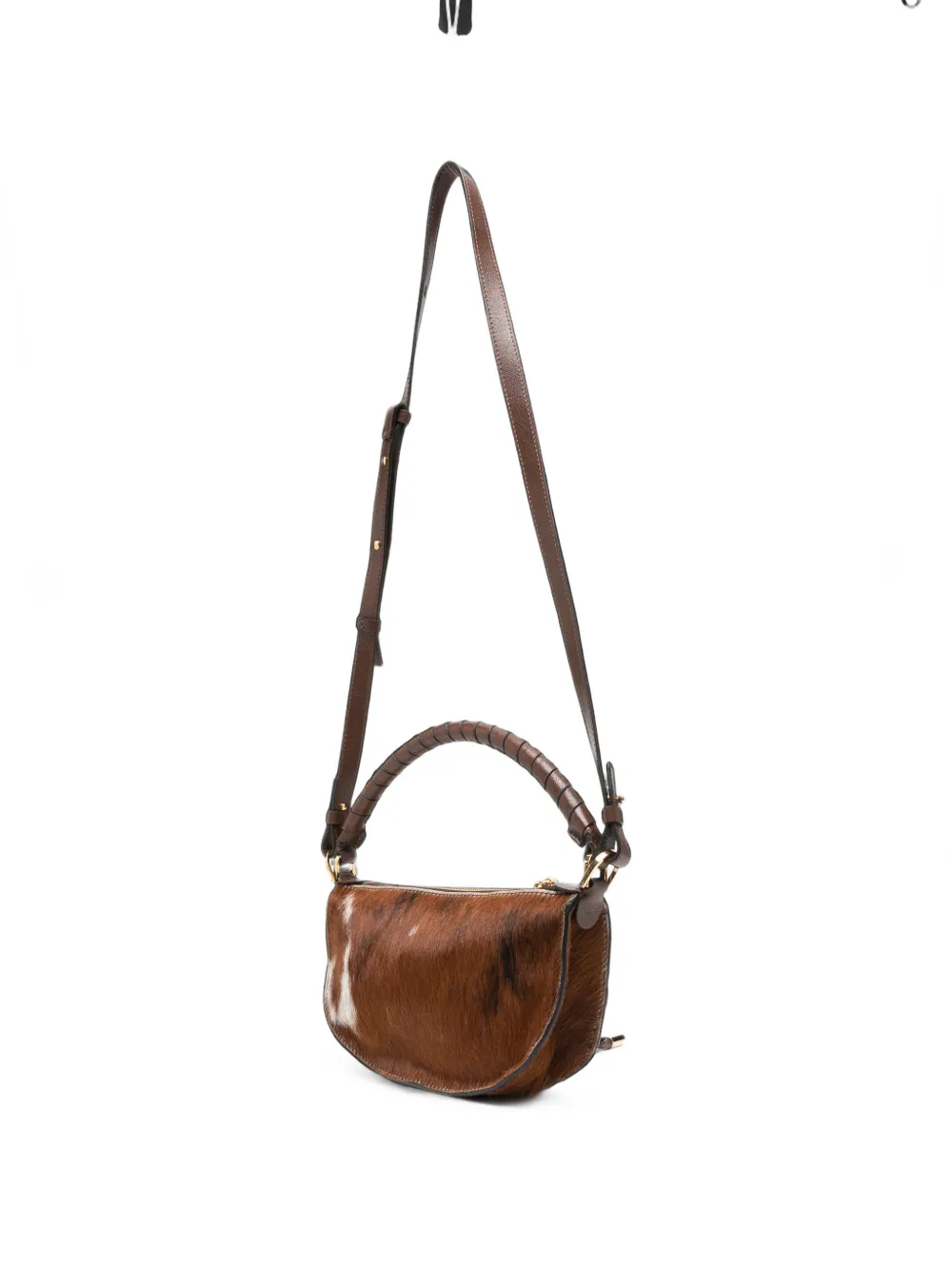 Chloé Marcie mini-shopper met kalfshaar Bruin