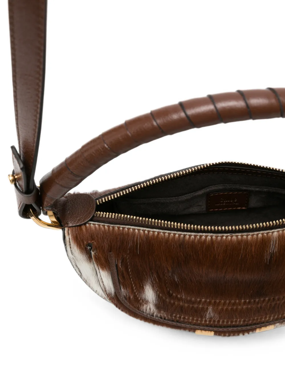 Chloé Marcie mini-shopper met kalfshaar Bruin