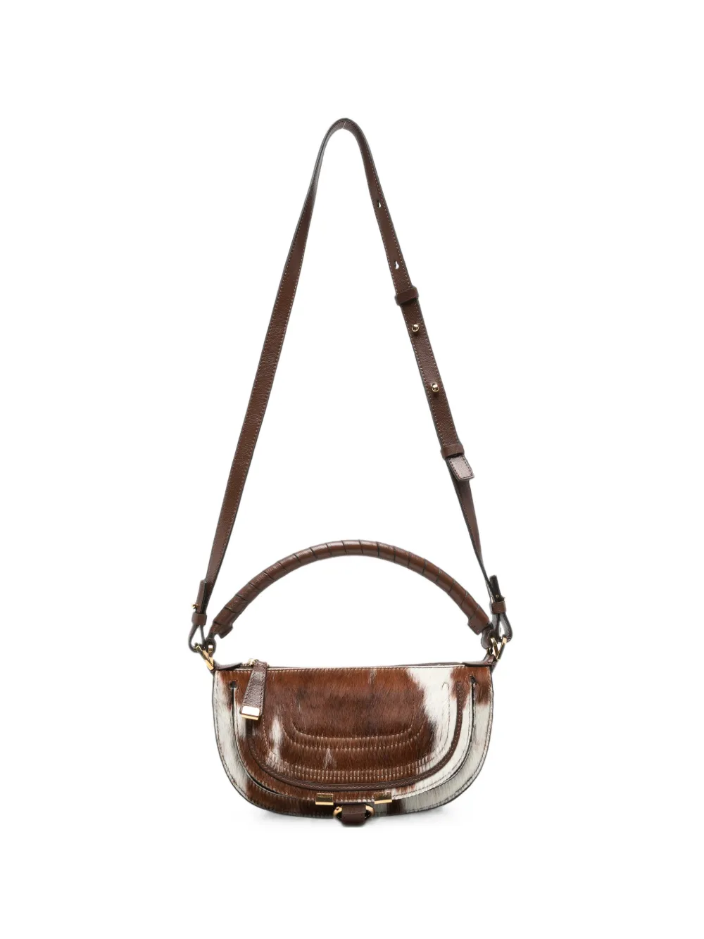 Chloé mini cabas Marcie en cuir façon poulain - Marron