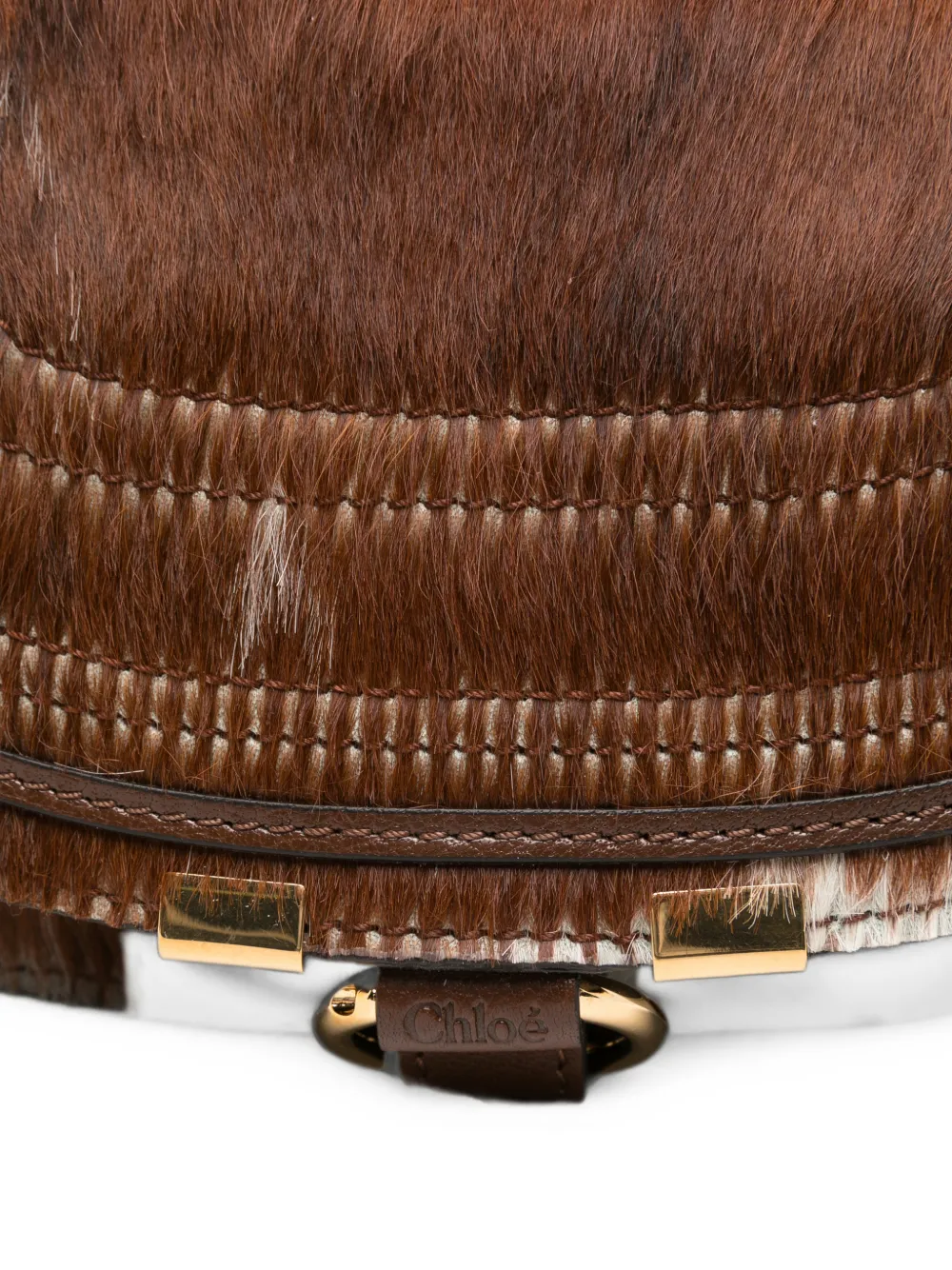 Chloé Marcie mini-shopper met kalfshaar Bruin