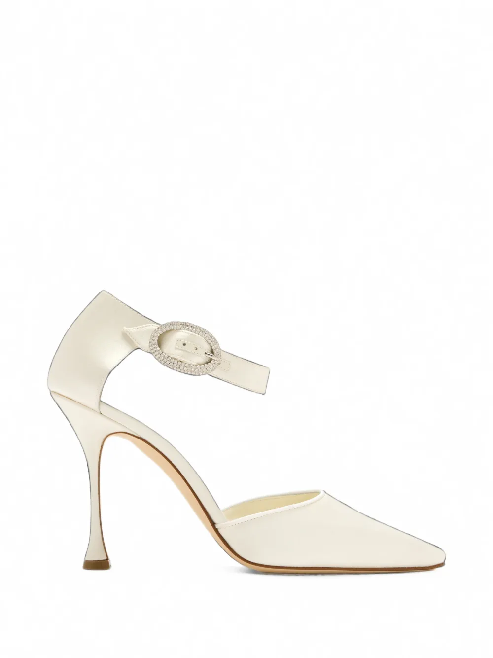Manolo Blahnik Zutonplan crystal-buckle satin pumps · 38