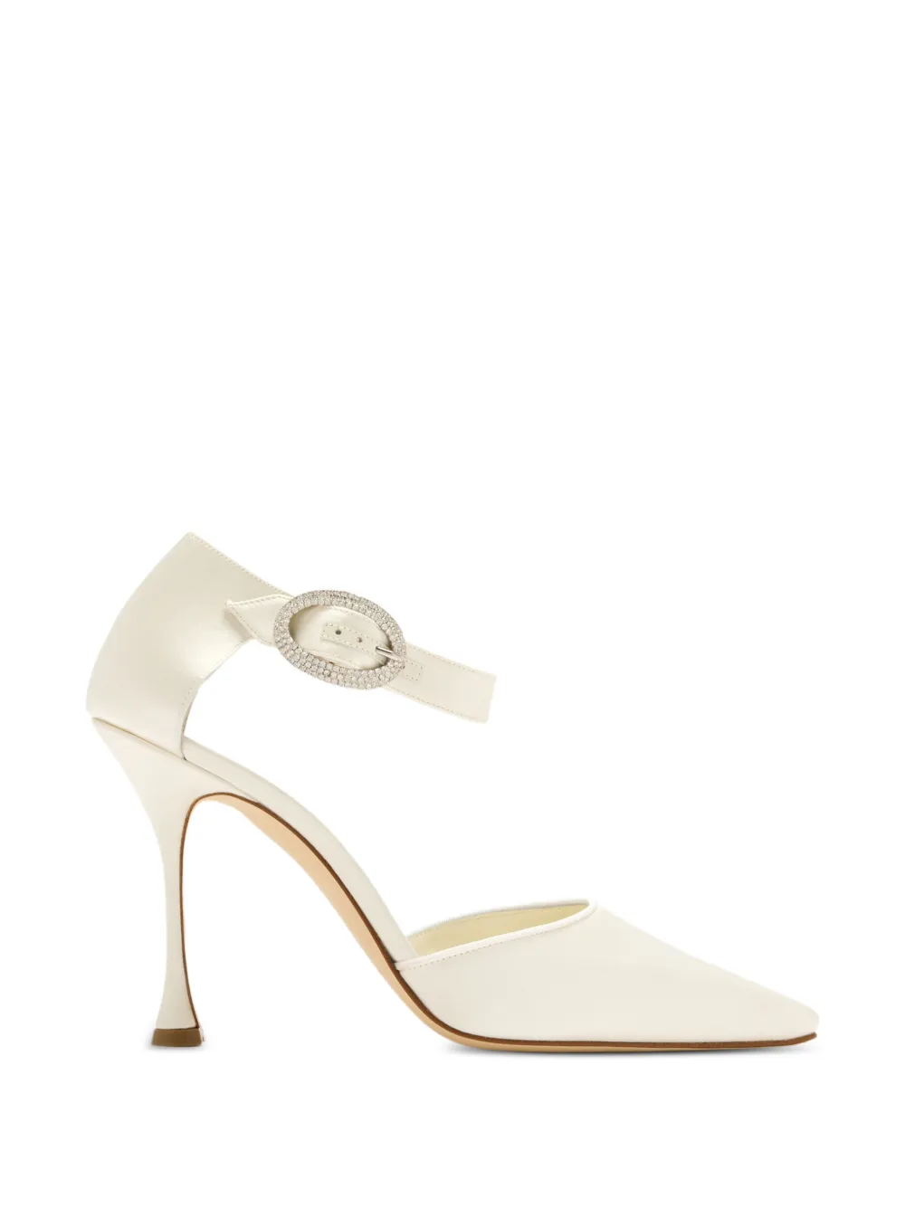 Manolo Blahnik Zutonplan crystal-buckle satin pumps