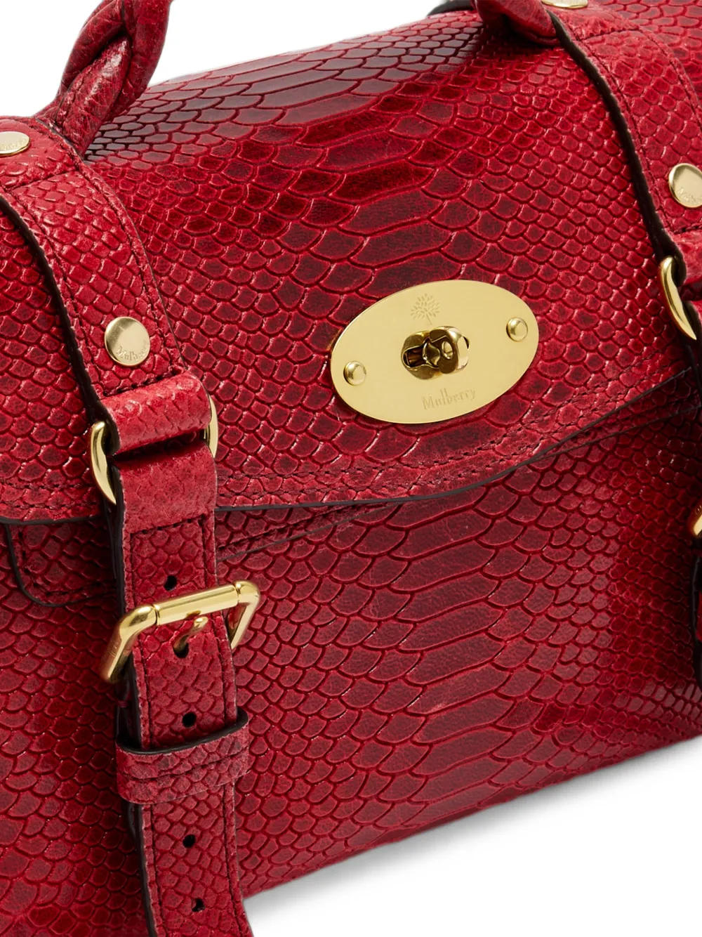 Mulberry mini Alexa snake-print leather tote bag Rood
