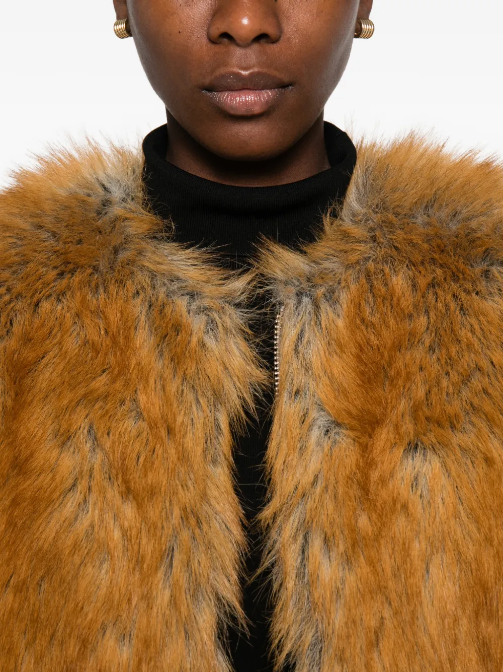 STAND STUDIO Karly cropped faux-fur jacket Bruin