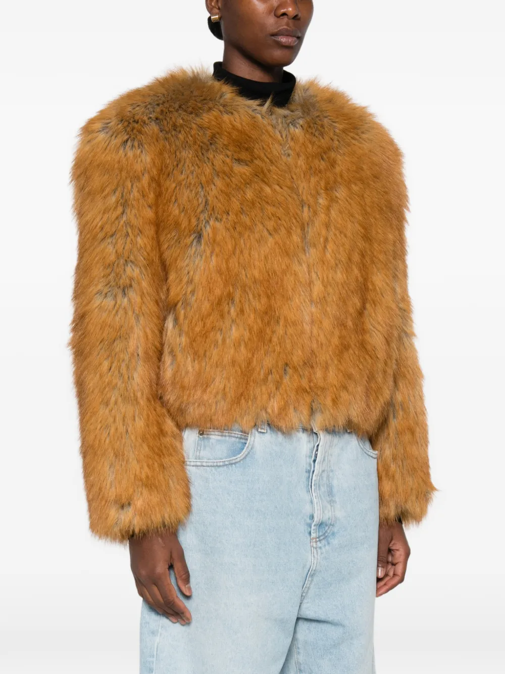 STAND STUDIO Karly cropped faux-fur jacket Bruin