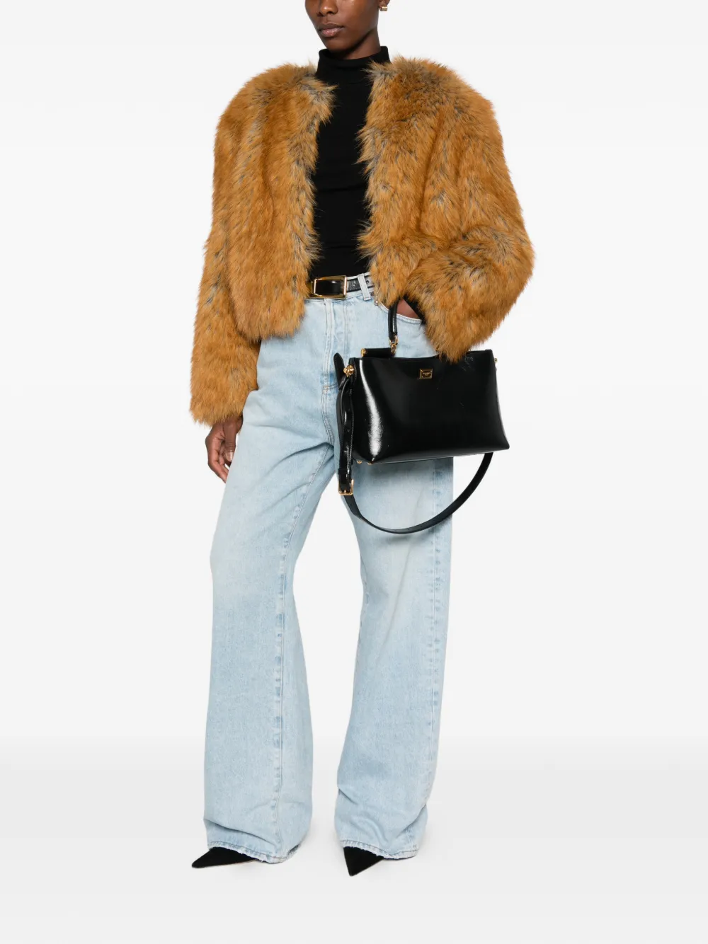 STAND STUDIO Karly cropped faux-fur jacket Bruin