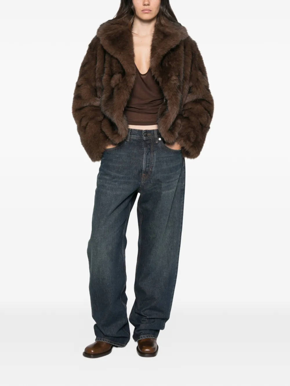 Ermanno Scervino Jack met oversized kraag Bruin