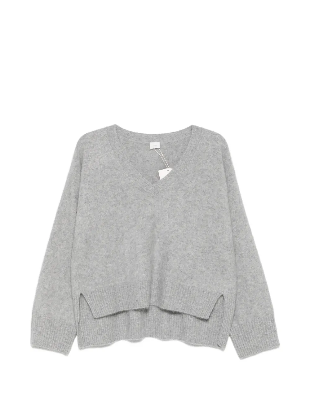 C.t.plage V-neck Side-slit Sweater In Gray