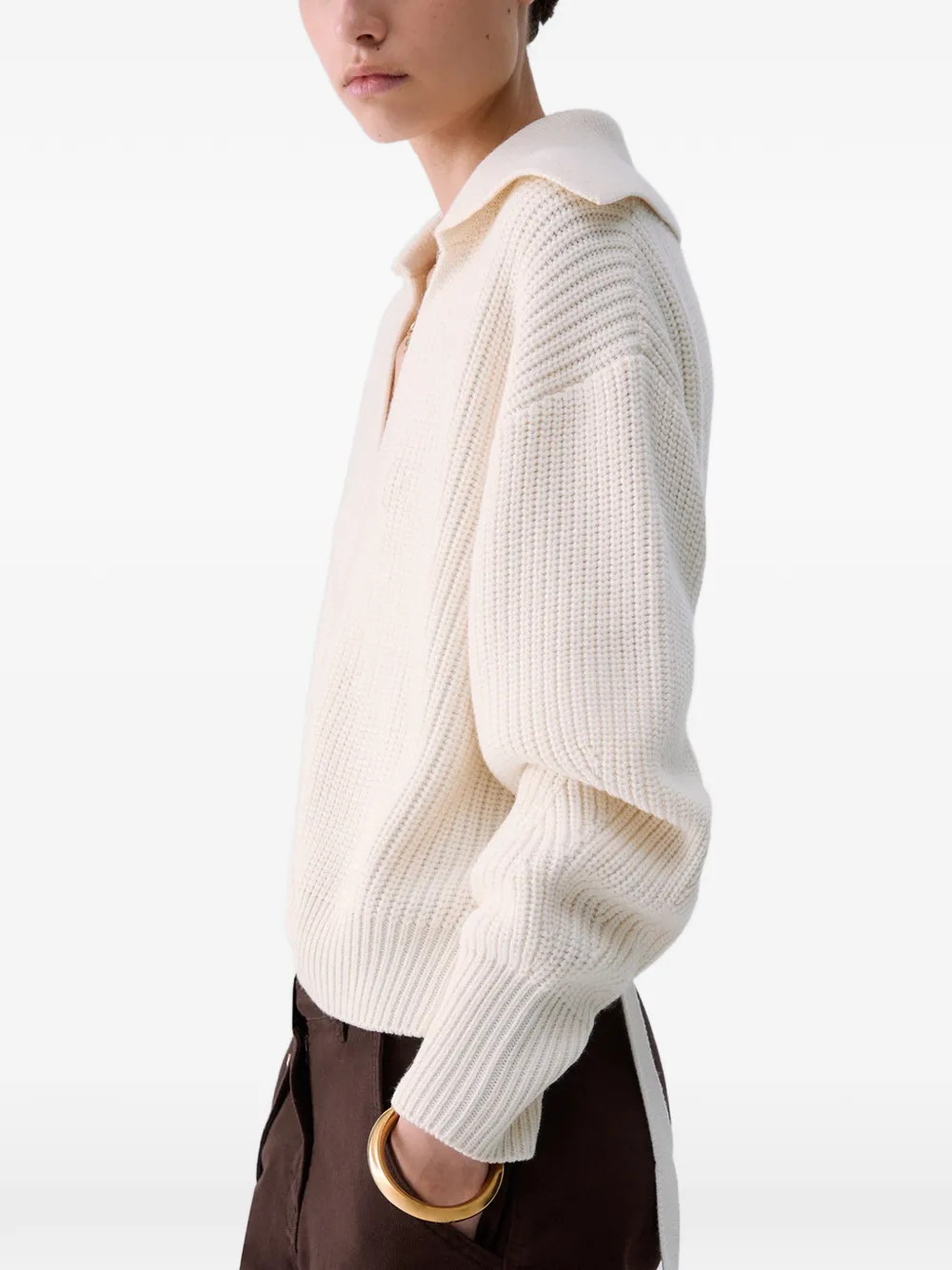 LIU JO wool-blend sweater with strings Beige