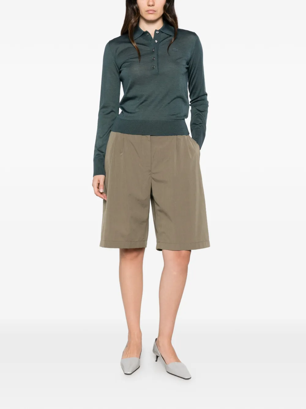 Lacoste Polotop met logopatch en knopen Groen
