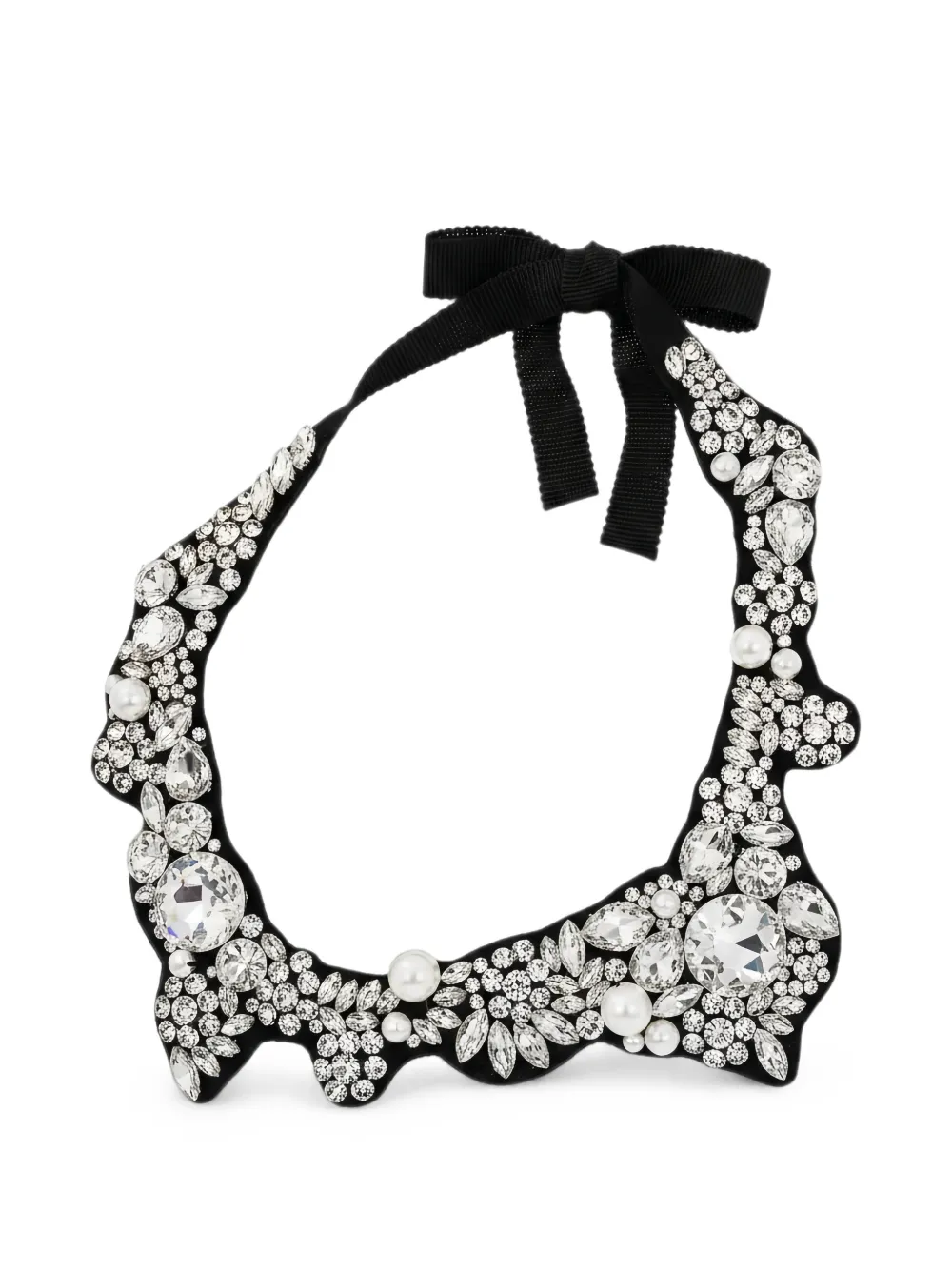 Odeeh glass-embellished bow-fastening necklace