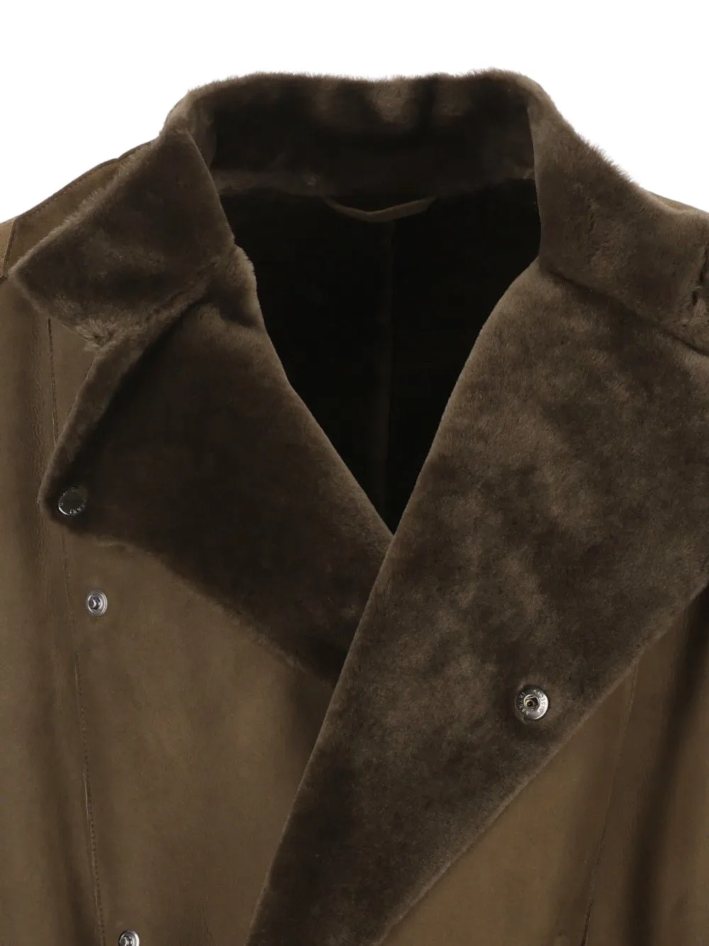 Giorgio Armani Lammy trenchcoat met dubbele rij knopen Groen
