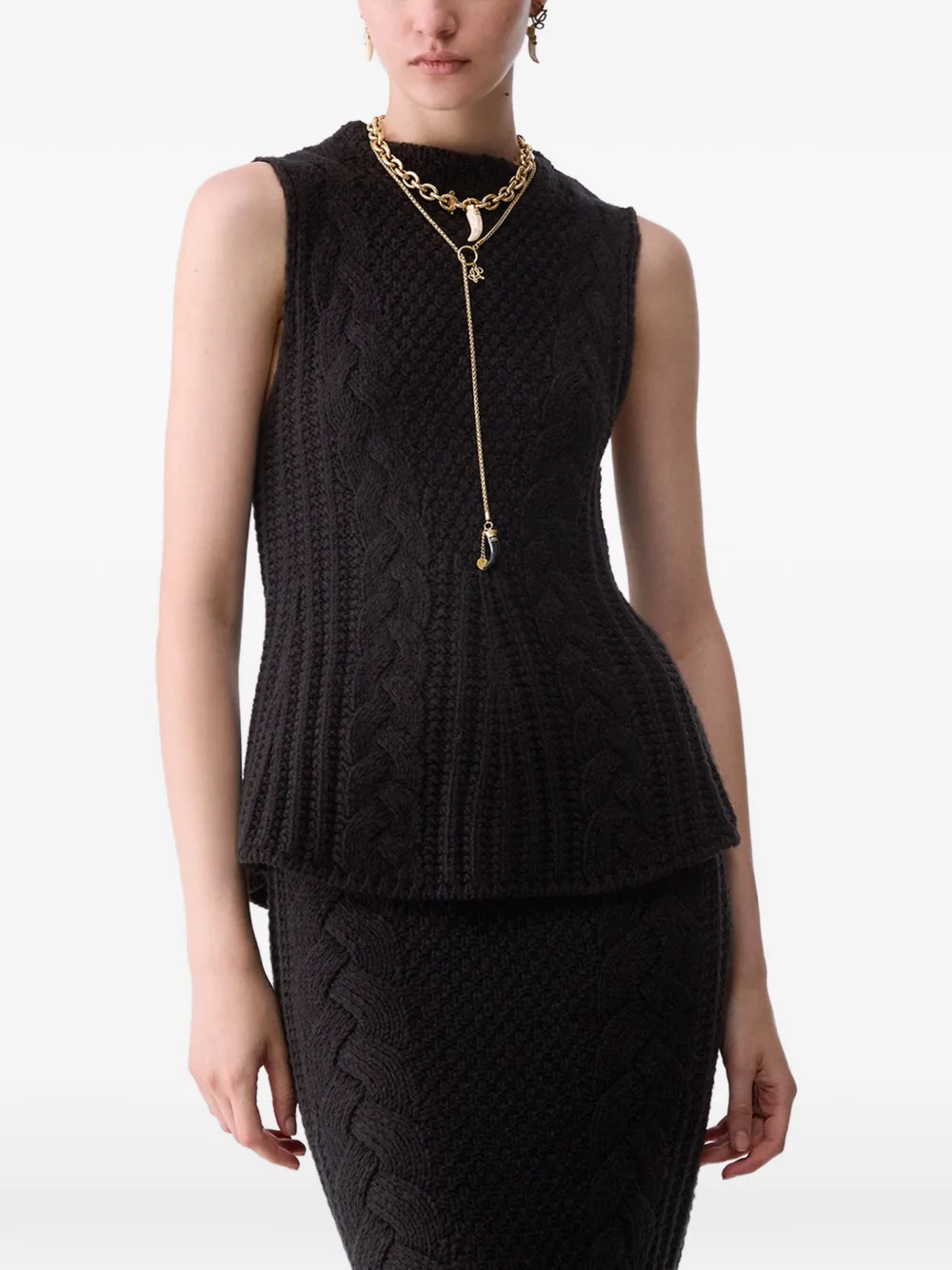 LIU JO cable knit top Zwart