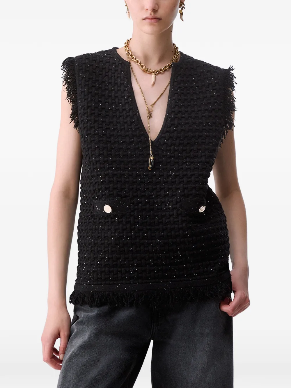 LIU JO Gilet met franje Zwart