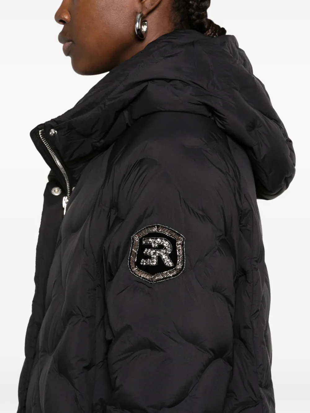 ERMANNO FIRENZE quilted hooded jacket Zwart