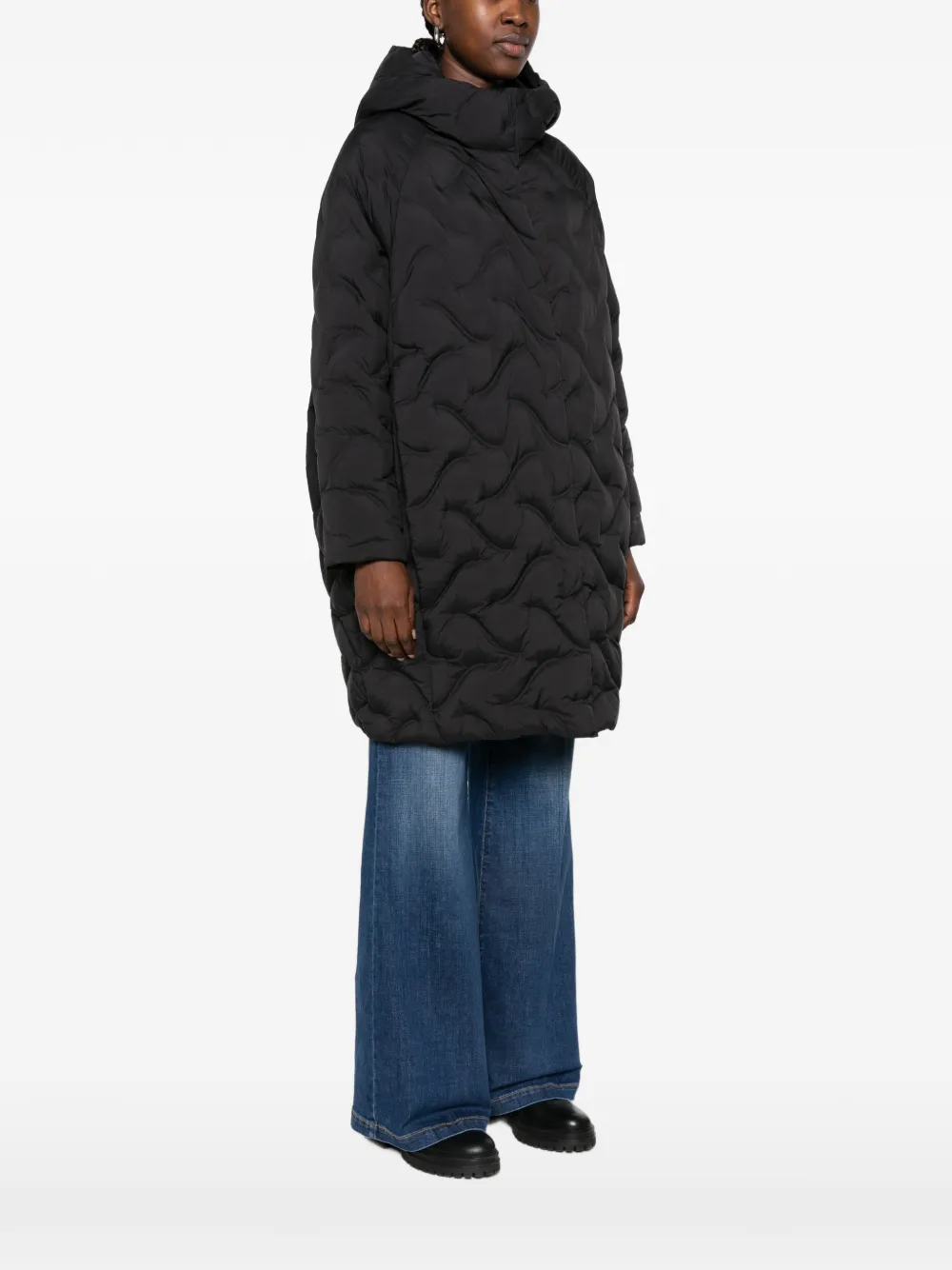ERMANNO FIRENZE quilted hooded jacket Zwart