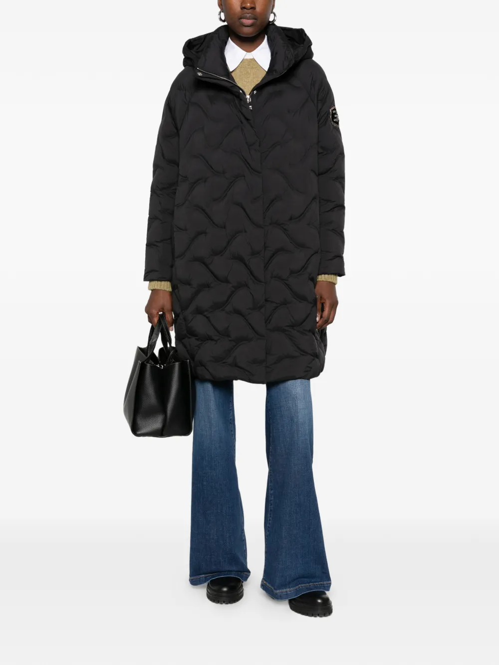 ERMANNO FIRENZE quilted hooded jacket Zwart