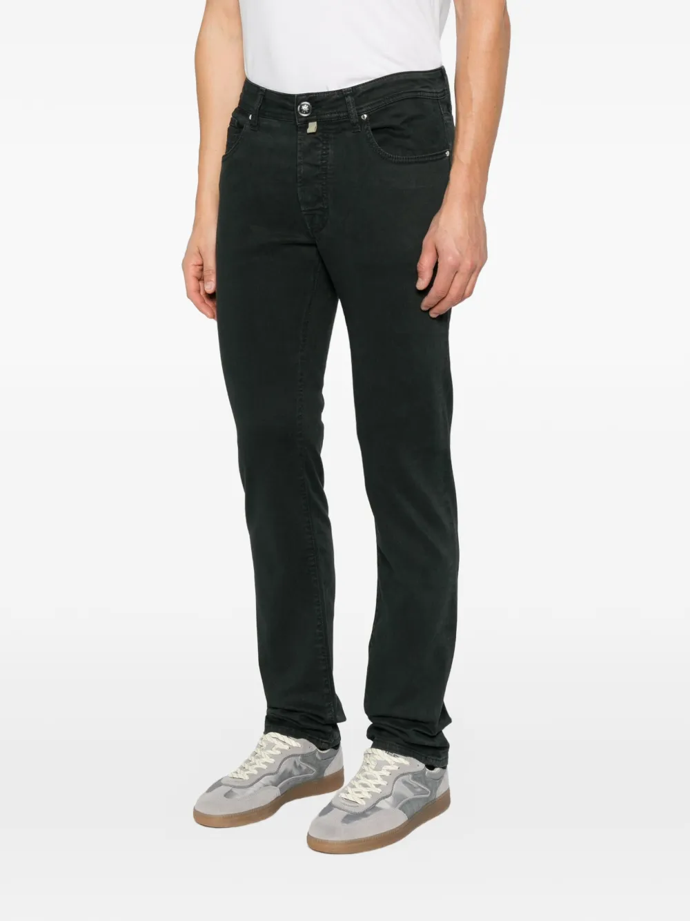 Jacob Cohën Straight broek met logopatch Groen