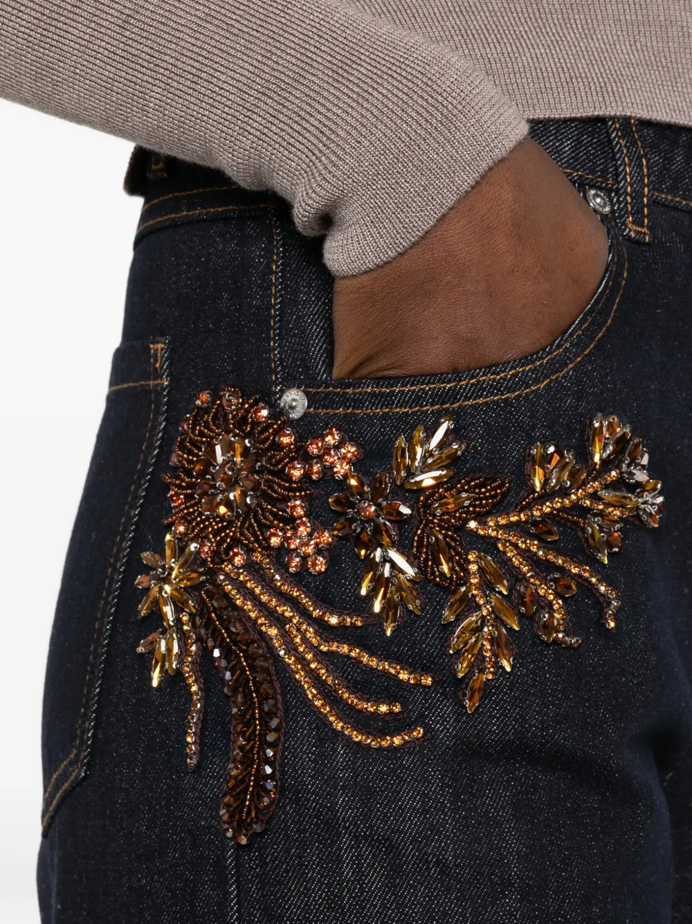 ERMANNO FIRENZE bead-embellished palazzo pants Blauw