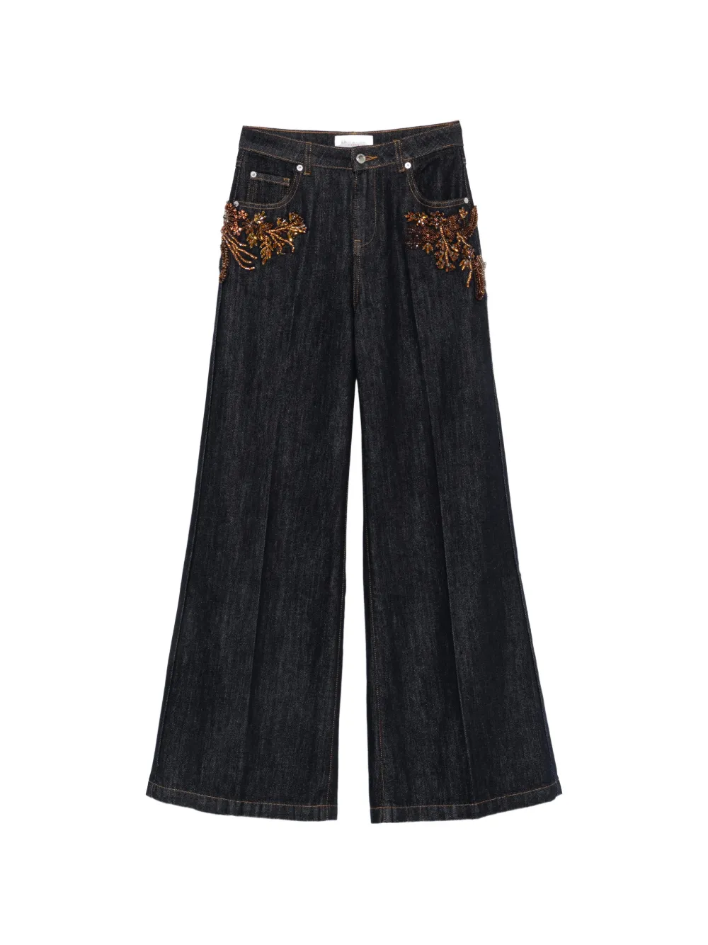 ERMANNO FIRENZE bead-embellished palazzo pants Blauw