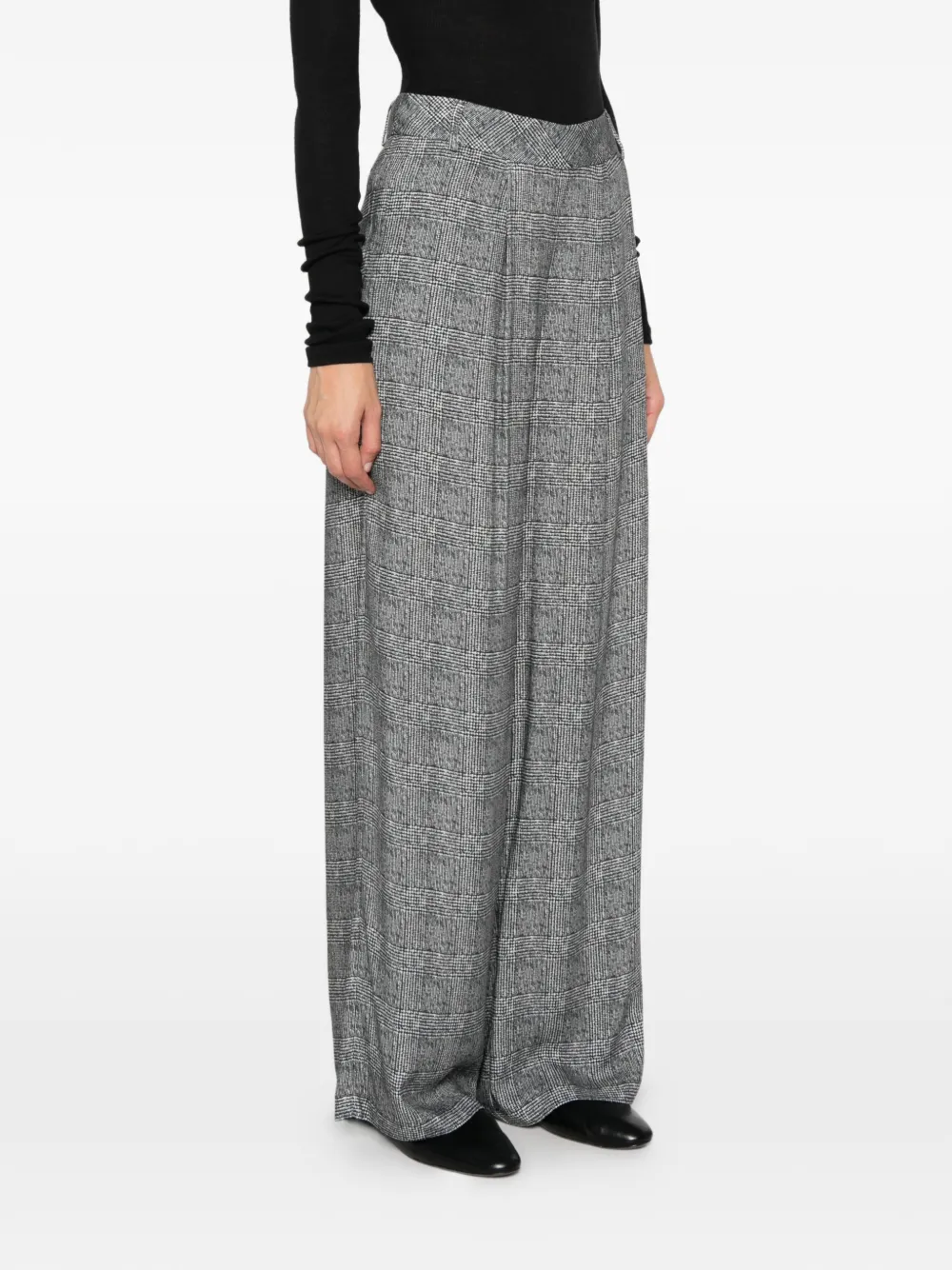 ERMANNO FIRENZE Prince of Wales check palazzo pants Grijs