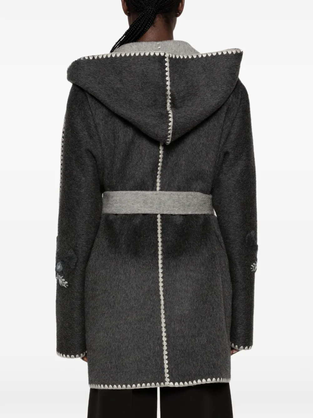 ERMANNO FIRENZE belted hooded coat Grijs
