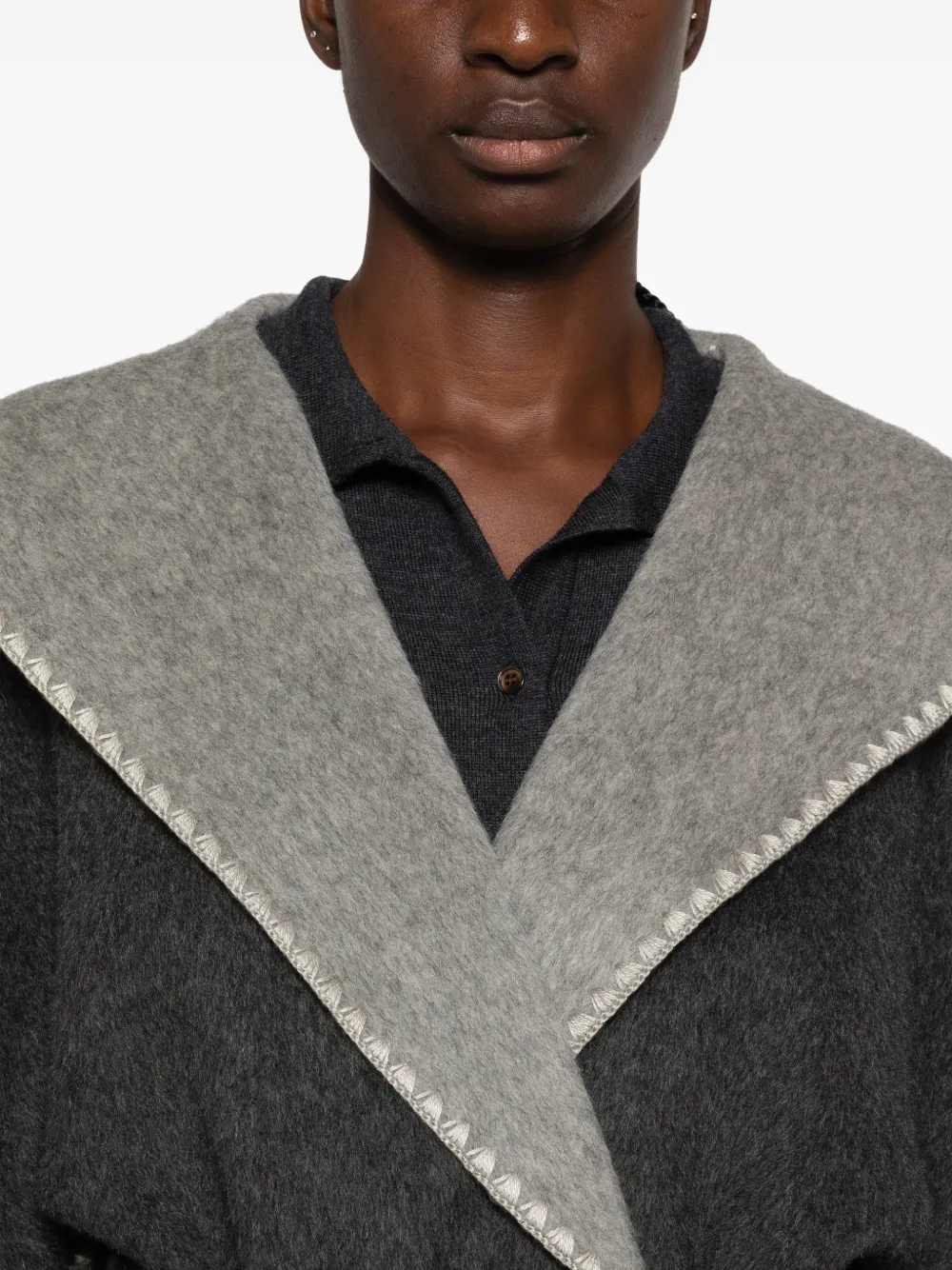 ERMANNO FIRENZE belted hooded coat Grijs