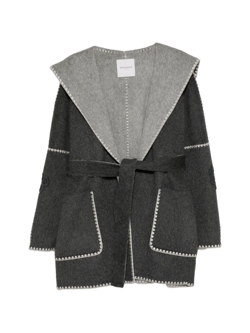 ERMANNO FIRENZE belted hooded coat - Grigio