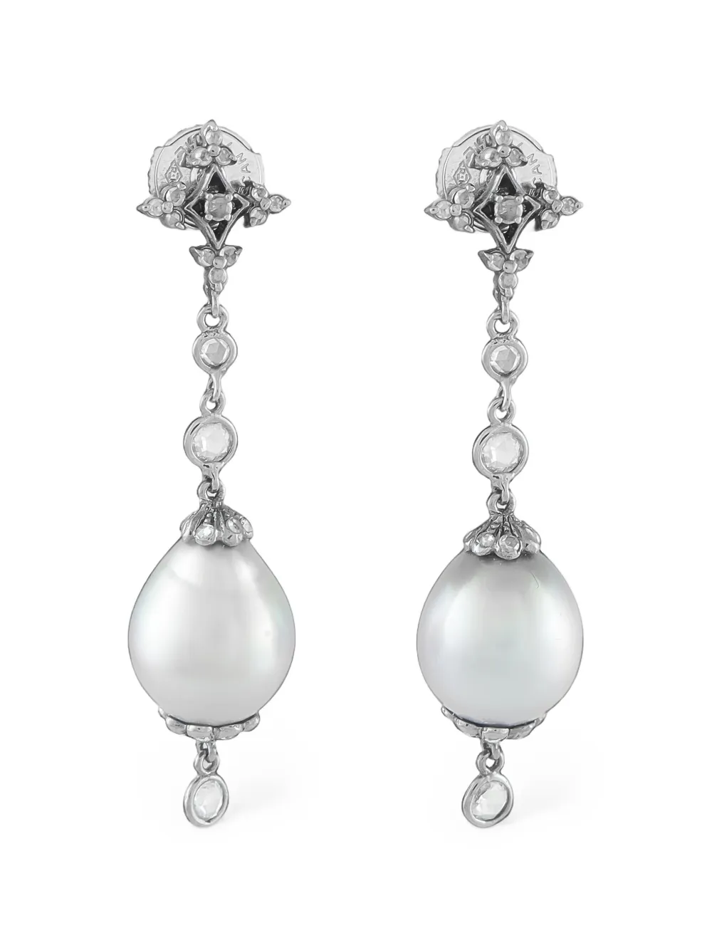 LB Exclusive boucles d'oreilles pendantes à perle et diamants - Argent