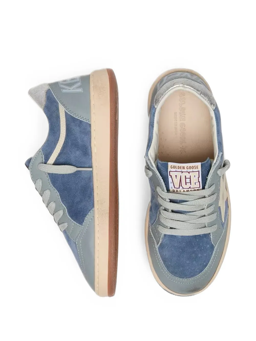 Golden Goose Kids Young Ball Star suede-panel star-patch sneakers Blauw