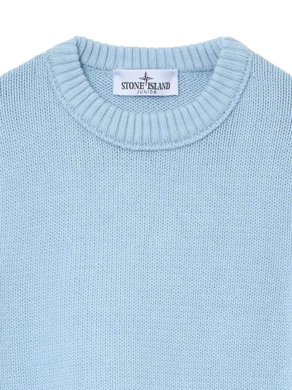 Stone Island Junior Ribgebreide trui met logo-patch Blauw