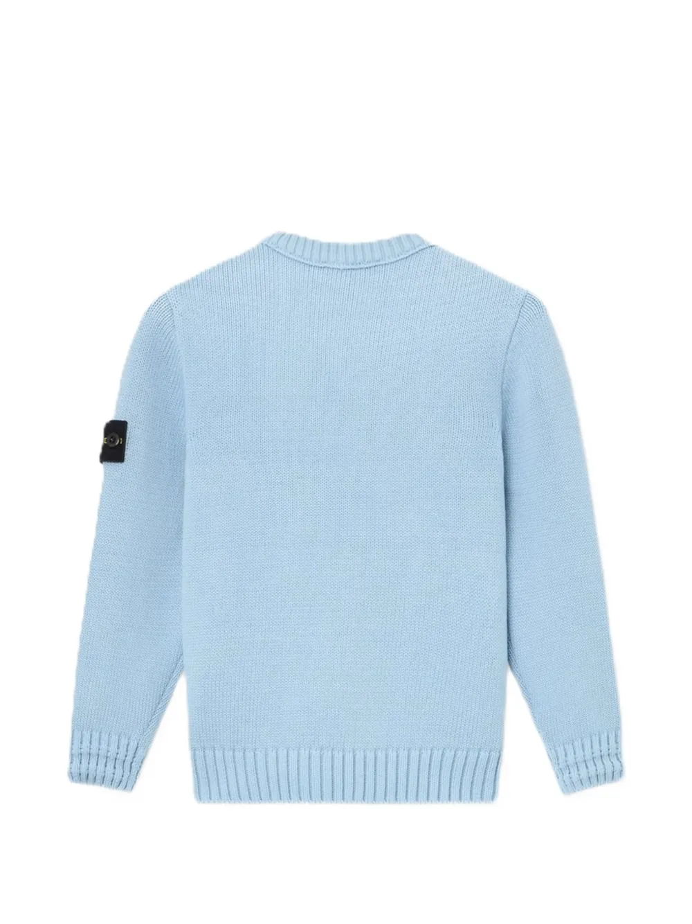 Stone Island Junior Ribgebreide trui met logo-patch Blauw