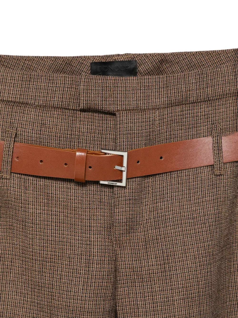 DONDUP Margie belted micro-check trousers Bruin