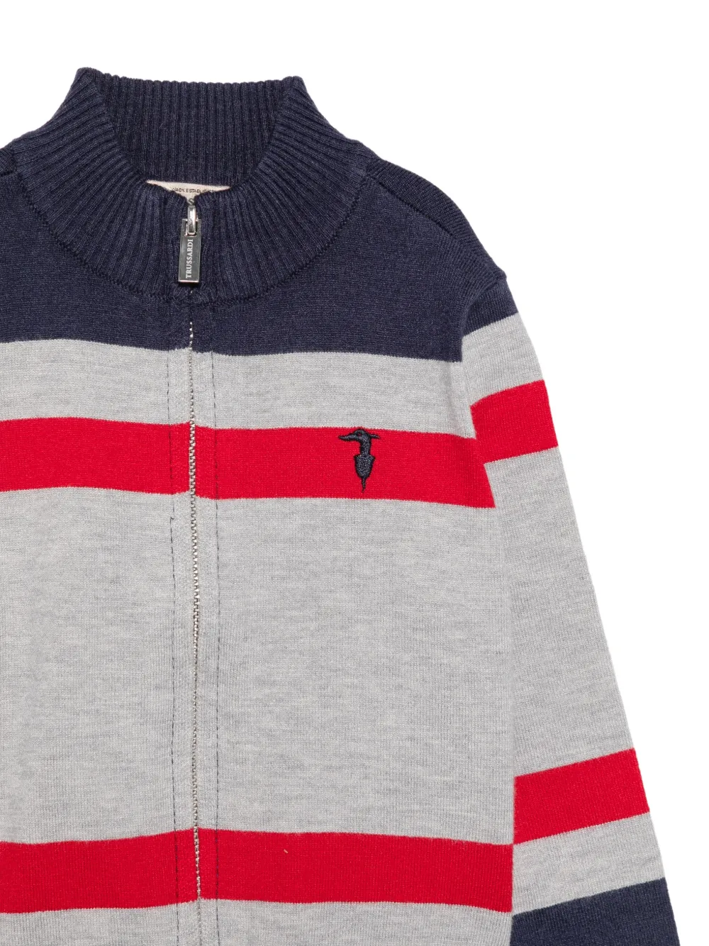 TRUSSARDI JUNIOR striped zip-up cardigan Grijs