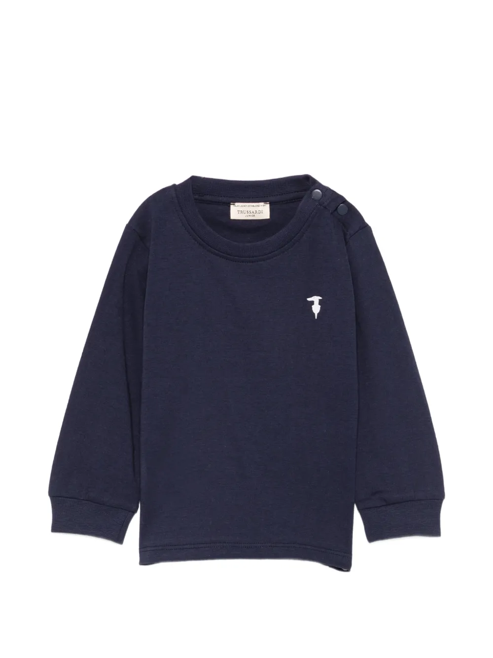 TRUSSARDI JUNIOR T-shirt a maniche lunghe con logo ricamato - Blu