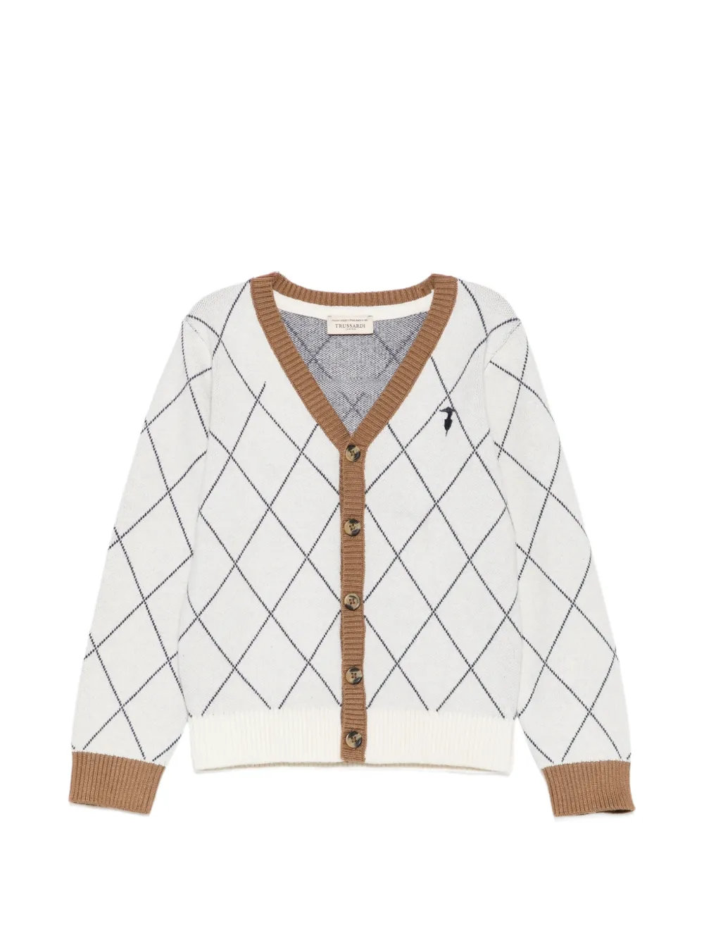 TRUSSARDI JUNIOR cardigan à motifs losanges - Tons neutres TRUSSARDI JUNIOR cardigan à motifs losanges - Tons neutres