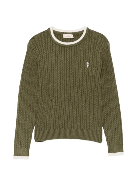 TRUSSARDI JUNIOR cable-knit embroidered-logo sweater
