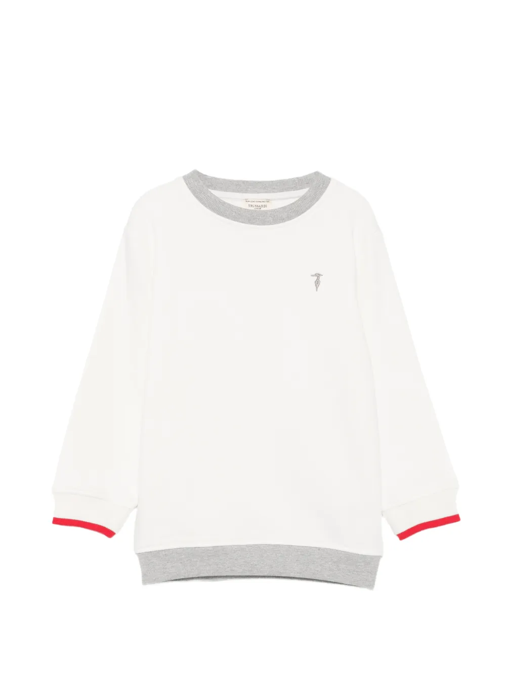 TRUSSARDI JUNIOR logo-embroidered colour-block sweater - Bianco