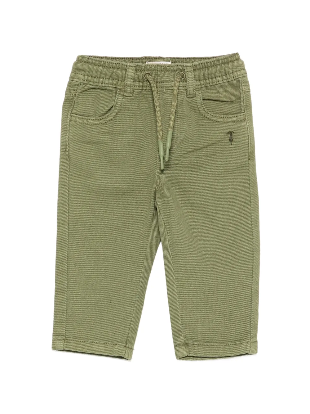 TRUSSARDI JUNIOR drawstring-waist logo-embroidered trousers - Vert TRUSSARDI JUNIOR drawstring-waist logo-embroidered trousers - Vert