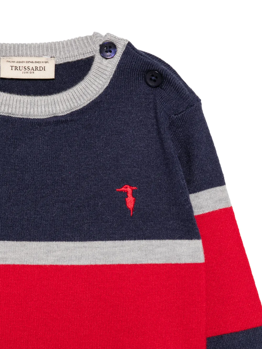 TRUSSARDI JUNIOR striped button-fastening sweater Blauw