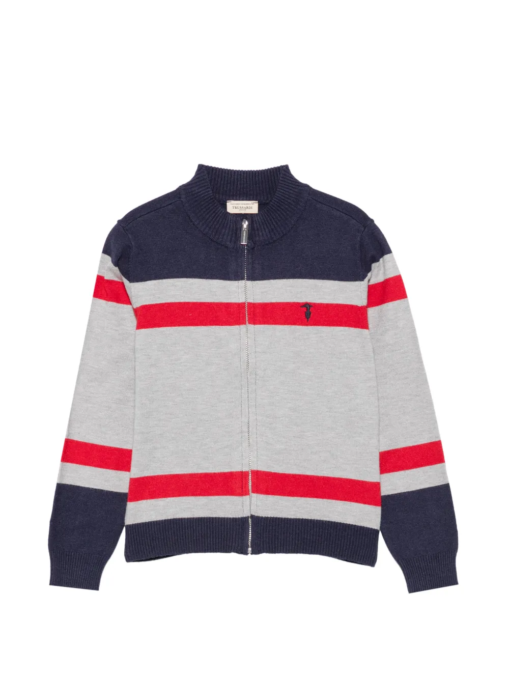 TRUSSARDI JUNIOR striped zip-up sweater - Gris