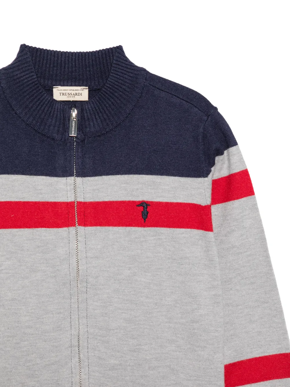 TRUSSARDI JUNIOR Gestreepte trui met rits Grijs