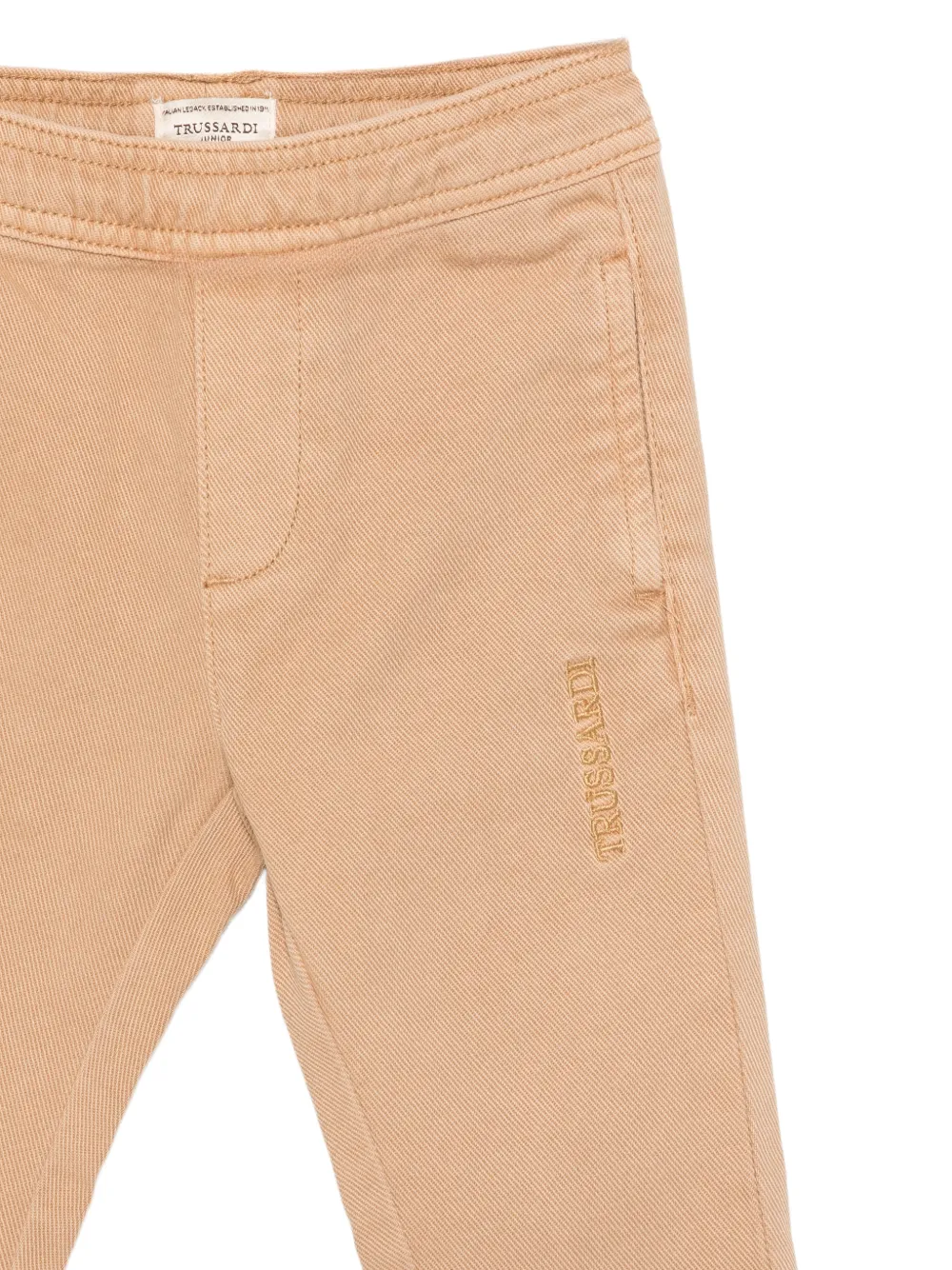 TRUSSARDI JUNIOR logo-embroidered elasticated-waist trousers Beige