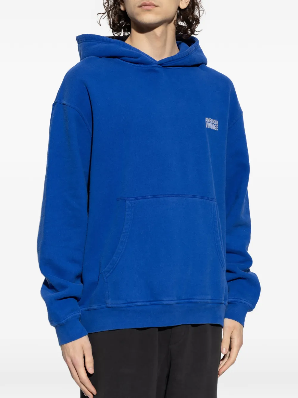 American Vintage Plizzy katoenen hoodie met logo-print Blauw