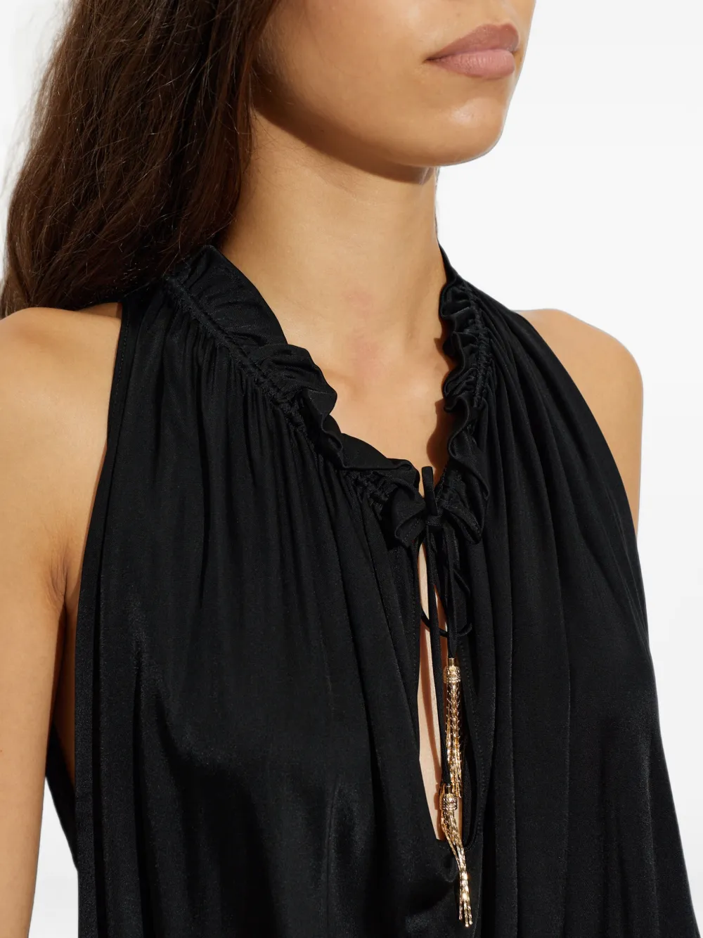 Balmain Blouse met kwastje en ruches Zwart